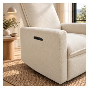 Beb-boobeyeh-Luxe-Glide-1098 Upholstered electrical rocking chair luxglide 109 for baby in beige fabric
