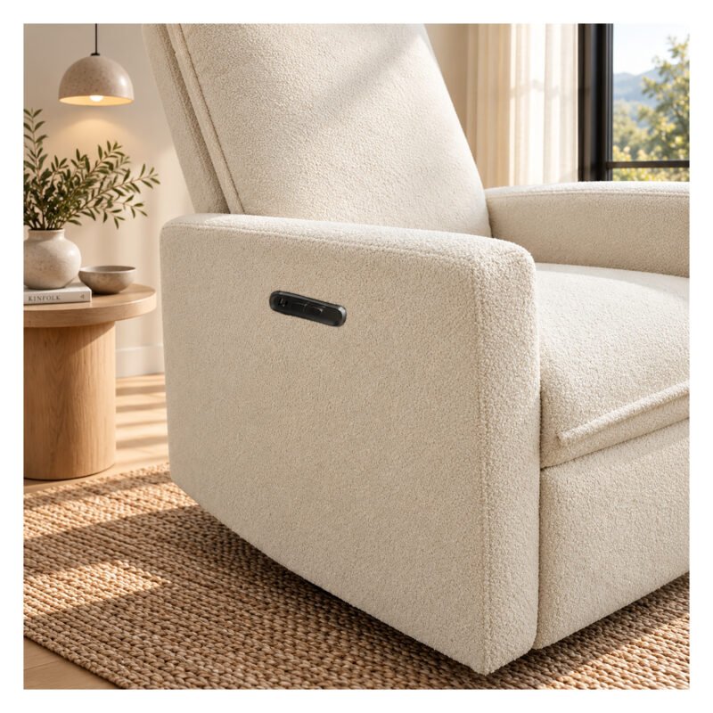 Beb-boobeyeh-Luxe-Glide-1098 Upholstered electrical rocking chair luxglide 109 for baby in beige fabric