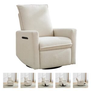 Upholstered electrical rocking chair luxglide 109 for baby in beige fabric