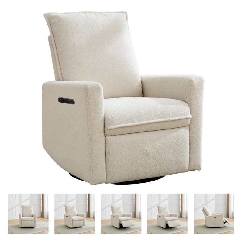 Upholstered electrical rocking chair luxglide 109 for baby in beige fabric