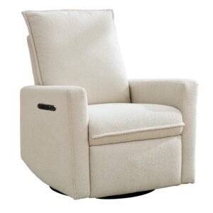 Upholstered electrical rocking chair luxglide 109 for baby in beige fabric