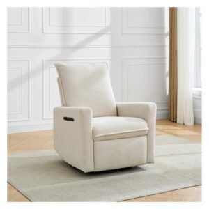 Upholstered electrical rocking chair luxglide 109 for baby in beige fabric