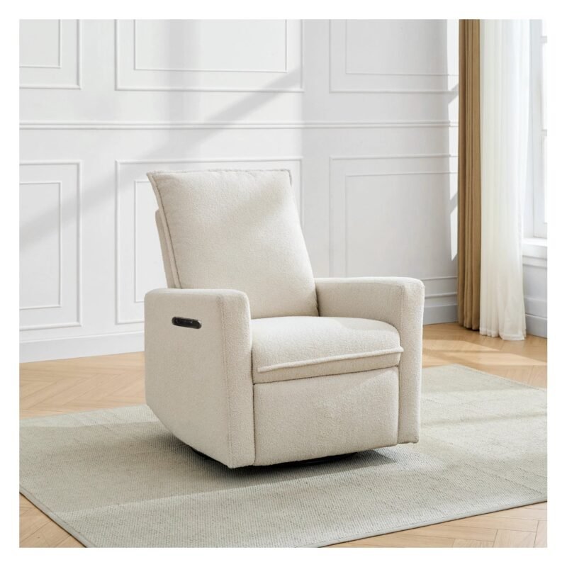 Upholstered electrical rocking chair luxglide 109 for baby in beige fabric
