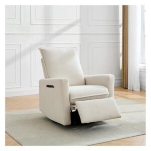 Upholstered electrical rocking chair luxglide 109 for baby in beige fabric