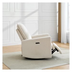 Upholstered electrical rocking chair luxglide 109 for baby in beige fabric