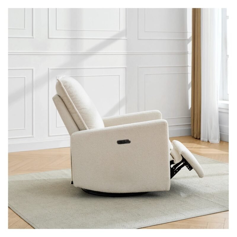 Upholstered electrical rocking chair luxglide 109 for baby in beige fabric