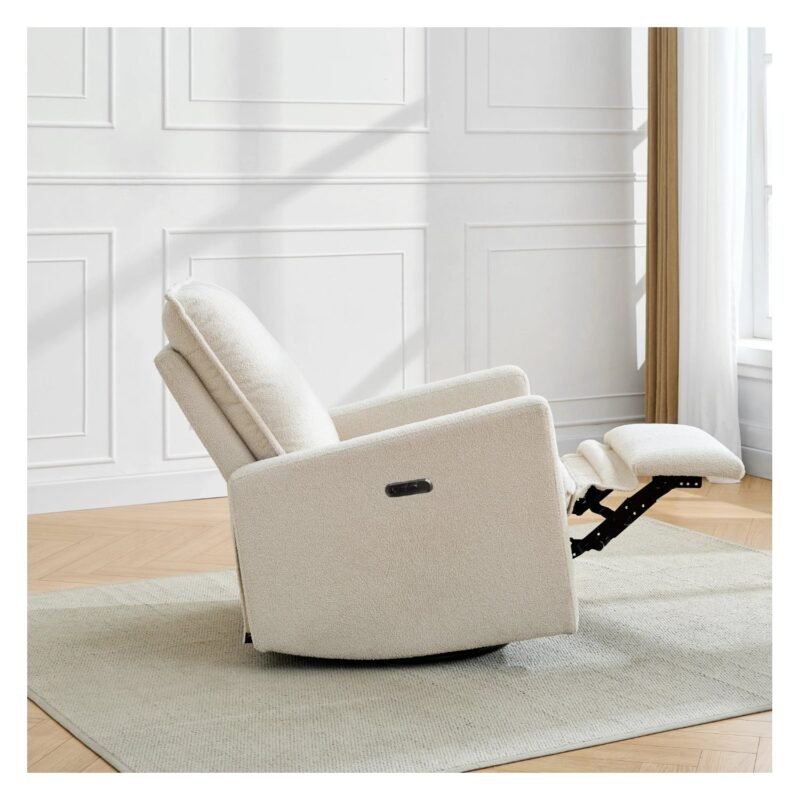 Upholstered electrical rocking chair luxglide 109 for baby in beige fabric